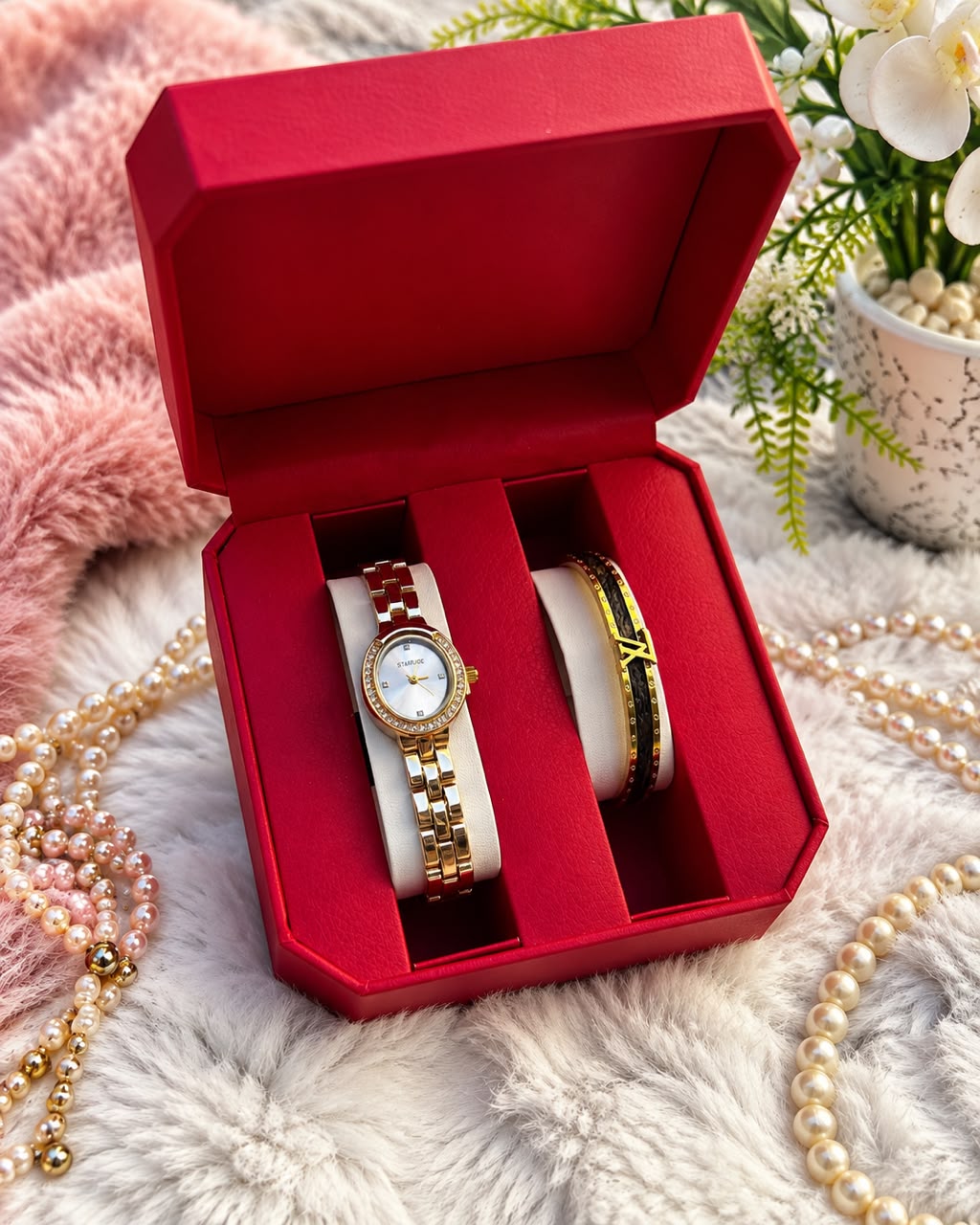 Montre +braclet+boite (inoxydable)-red